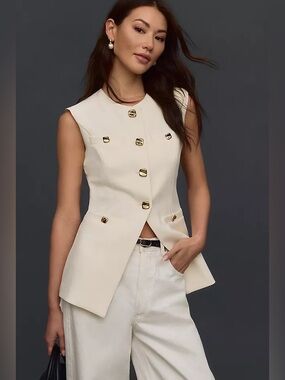 Anthropologie Endless Rose  Tailored Padded Shoulder Vest size S. New with tag
